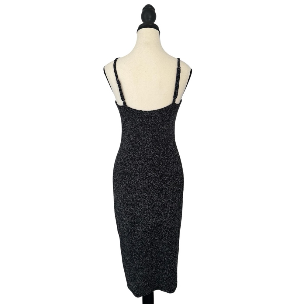 Silence + Noise Shimmer Midi Dress | Medium | Ruched Bodycon Party Dress - Picture 3 of 11